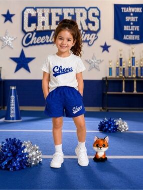 Sz 7/8 Girls Cheers Cheerleading Costume 2PC Outfit Set + TY Fox Plush Toy